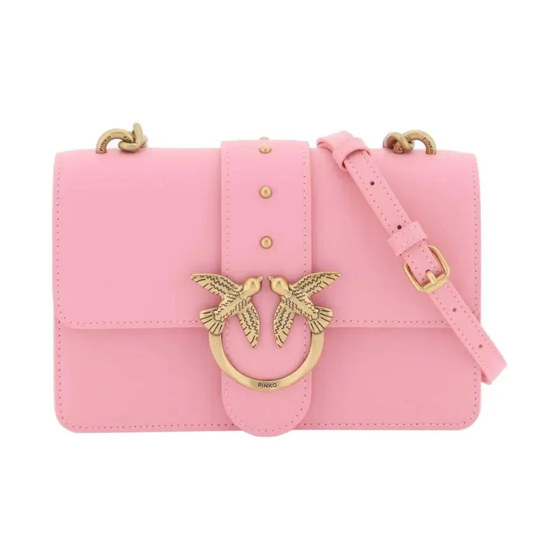 PINKO LOVE Series Cow Leather Crossbody Bag, Shoulder Bag Mini Women's Pink-0