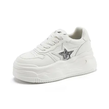 RED DRAGONFLY Anti Slip And Wear Resistant Height Increasing Low Top Casual Shoes Women's Ecru/Black