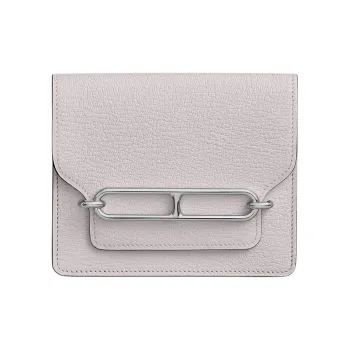 HERMES Roulis Mysore Goat Skin Pig Nose Fanny Pack Coin Purse Wallet Women's 09 Mauve Pale Dream Purple