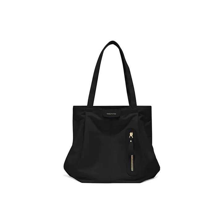 MAKEUP KITTEN Synthetic Leather Tote Bag Shopping Bag Shoulder Bags Large Size Women's Ecru/Black-11