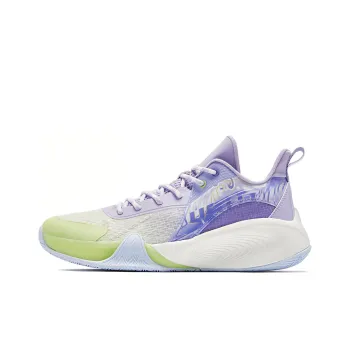 QIAODAN Dawn Cushioning Breathable Rebound Low Top Basketball Shoes Men's Purple Green