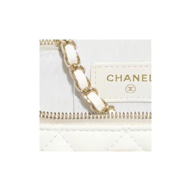 CHANEL Sheepskin Dressing Bag, Crossbody Bag Trumpets Women's White-4