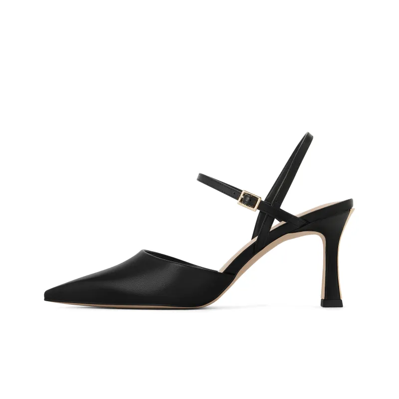 CHARLES&KEITH Small CK Strap Sandals 8cm Women's Nude Flesh/Black-4