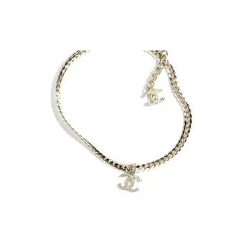 CHANEL Metal, Rhinestone Necklaces Women's Gold