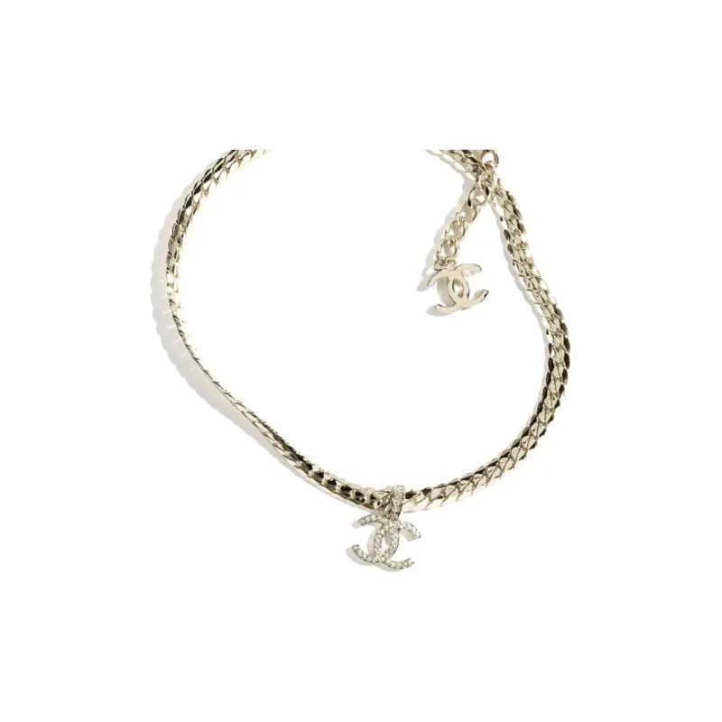 CHANEL Metal, Rhinestone Necklaces Women's Gold-0