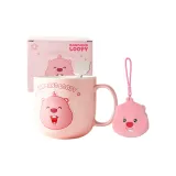 Relief Handle Ceramic Cup with Spoon+Cute Face Storage Bag Random 1 Pc
