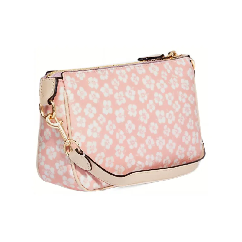 COACH Nolita Artificial Leather Mahjong Bag Shoulder Bag Portable One Shoulder Clutches Small Size Women's Pink & White-1