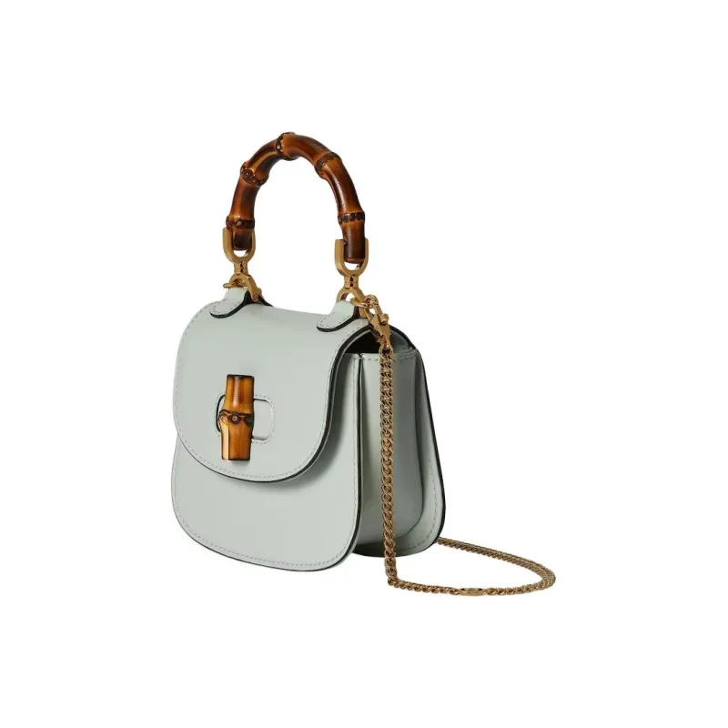 GUCCI Bamboo 1947 Leather Handbag Shoulder Bag Crossbody Bag Extra Mini Women's Light Green-1