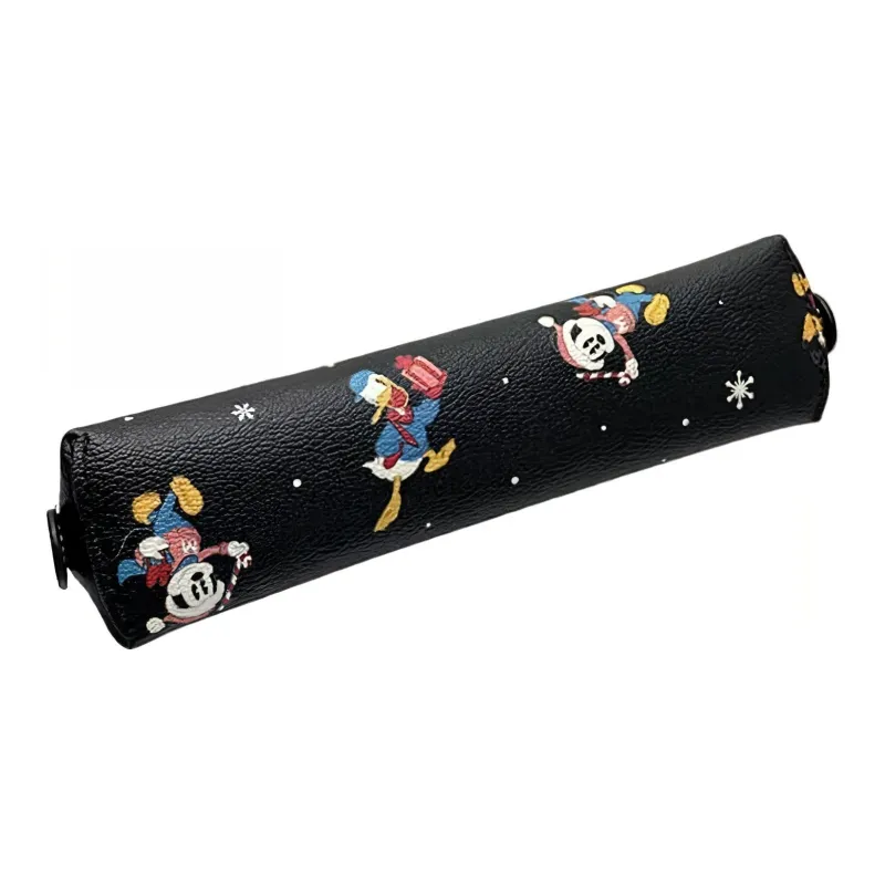 COACH Disney Collaboration Pencil Case Coated Canvas With Smooth Leather Pencil Case Storage Bag Unisex Bronze-3