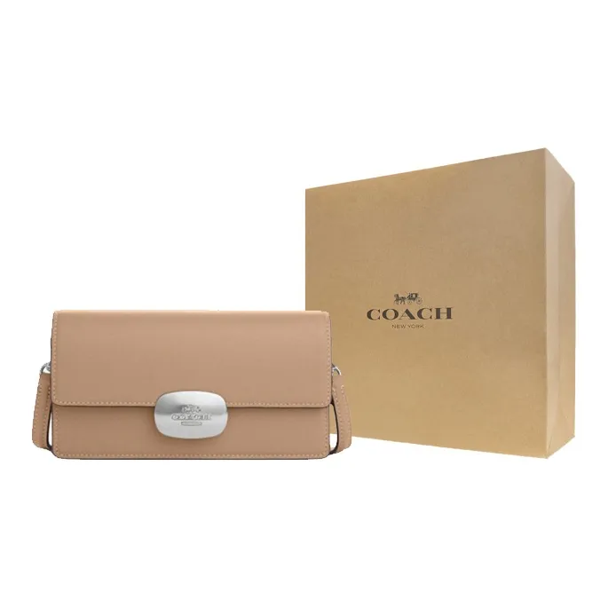 COACH Eliza Cow Leather Shoulder Bag Crossbody Bag Small Size Women's Taupe-6