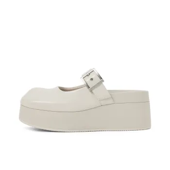 CHARLES&KEITH Small CK Wrap-toe Slippers 6cm Women's Chalk White/Black Black