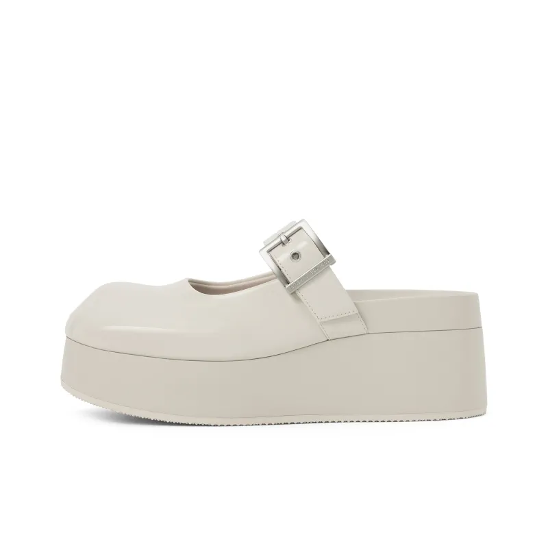 CHARLES&KEITH Small CK Wrap toe Slippers 6cm Women's Chalk White/Black Black-0