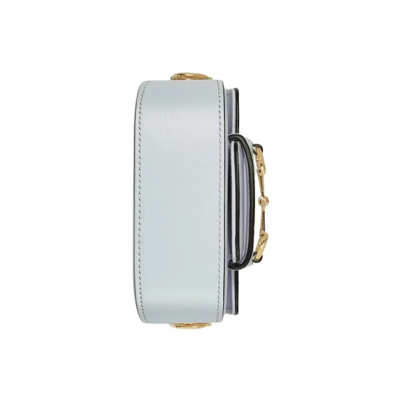 GUCCI Horsebit 1955 Leather Shoulder Bag Crossbody Bag Extra Mini Women's Light Blue-4