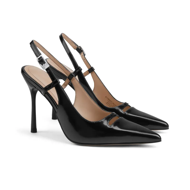 CHARLES&KEITH Small Ck One Strap High Heel Sandals 10.3cm Women's Black Box Black/Silver/Beige-1