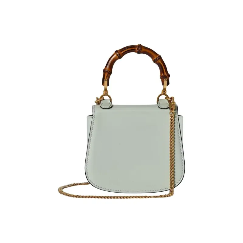 GUCCI Bamboo 1947 Leather Handbag Shoulder Bag Crossbody Bag Extra Mini Women's Light Green-3