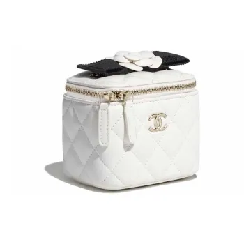 CHANEL Sheepskin Dressing Bag, Crossbody Bag Small Size Women's White
