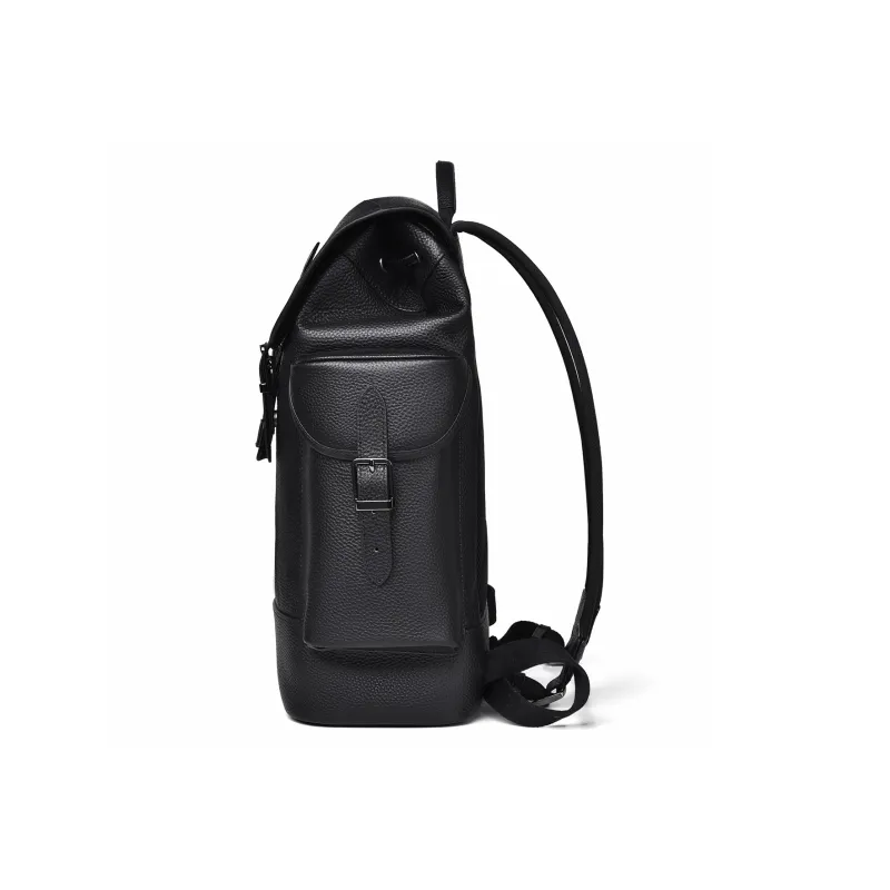 Ceion Keust Cow Leather Backpack Large Size Men's Black-2