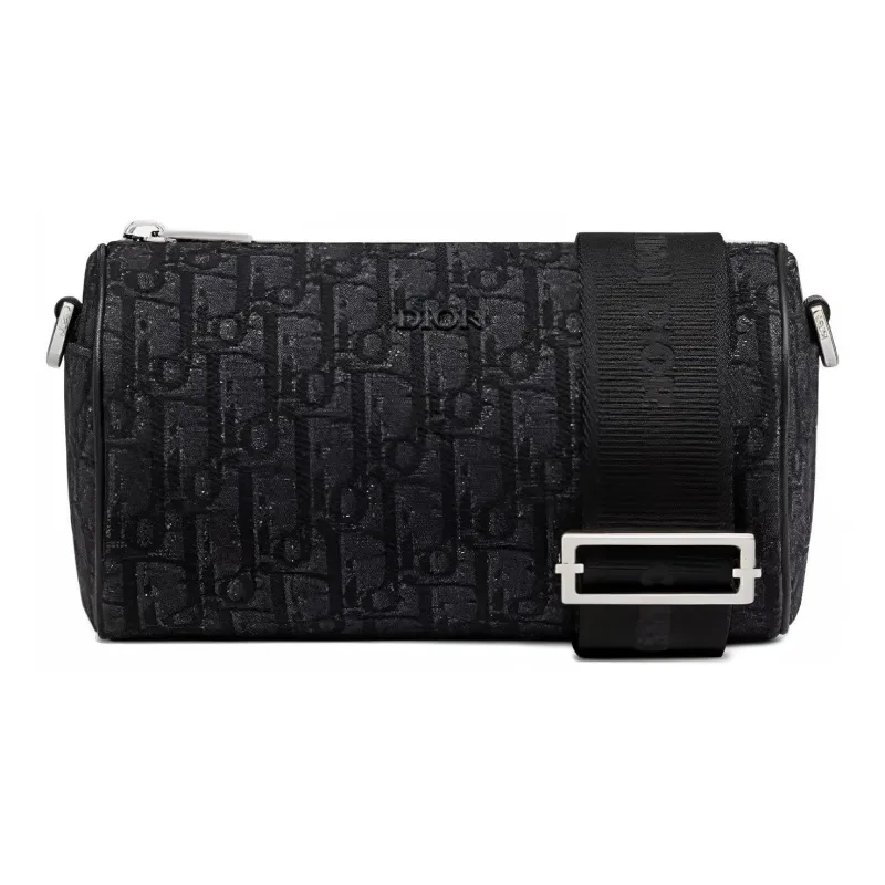 DIOR RollerOBLIQUE Embroidery Messenger Bag Handbag Shoulder Bag Crossbody Bag Men's Black-0