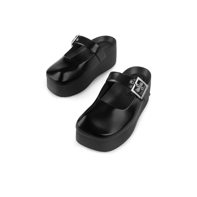 CHARLES&KEITH Small CK Wrap toe Slippers 6cm Women's Chalk White/Black Black-5