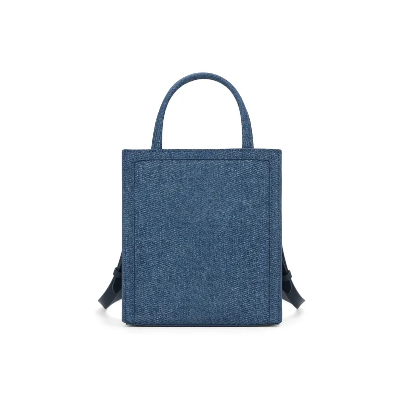 CHARLES&KEITH PU, Textile Tote Crossbody One Shoulder Handbag Trumpets Women's Dark Denim Blue-0