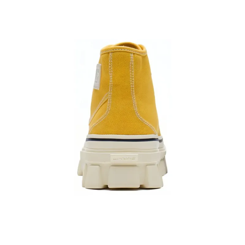 LiNing CF Tracing Anti Slip And Wear Resistant Support High Top Sports Casual Shoes Unisex Yellow-3