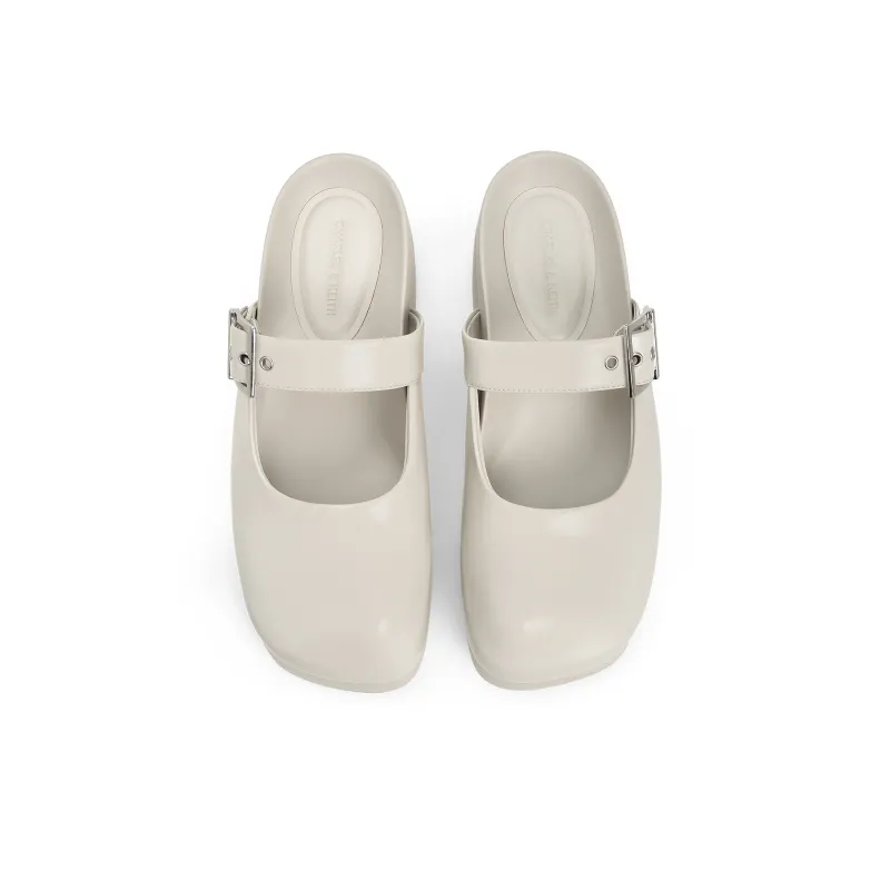CHARLES&KEITH Small CK Wrap toe Slippers 6cm Women's Chalk White/Black Black-2