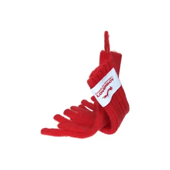 CHARLES JEFFREY Mohair Knit Gloves Unisex Red
