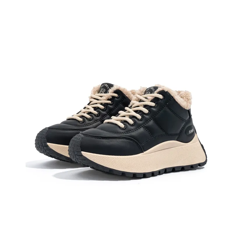 Humanism 1986 Warm Wear-Resistant Lightweight Supportive Height Increasing Mid-Top Padded Skateboard Shoes Women's-2