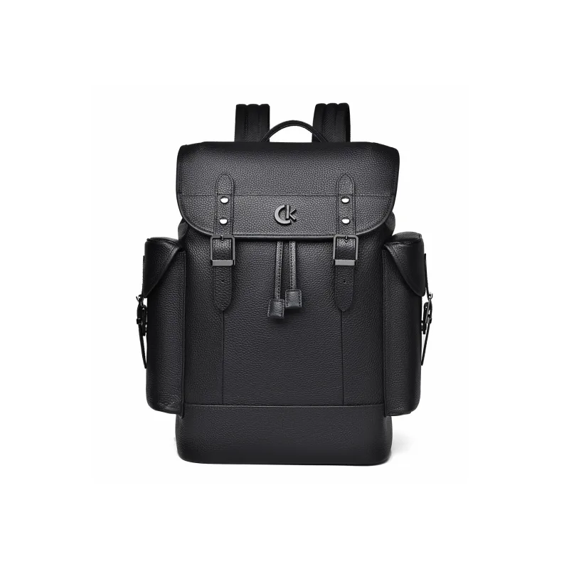Ceion Keust Cow Leather Backpack Large Size Men's Black-0
