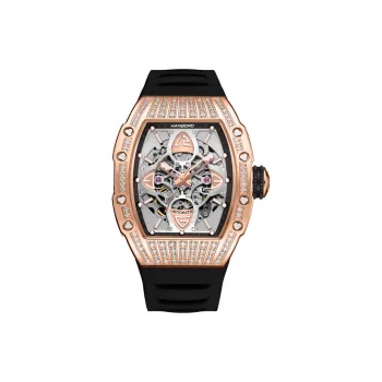 HANBORO Kings Series Automatic Mechanical Movement Rubber Strap Watch Men's Watches Gold Dial HBR989.2-MH