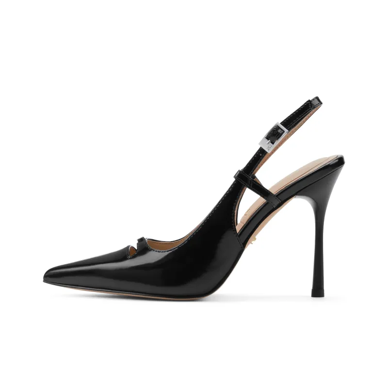 CHARLES&KEITH Small Ck One Strap High Heel Sandals 10.3cm Women's Black Box Black/Silver/Beige-0
