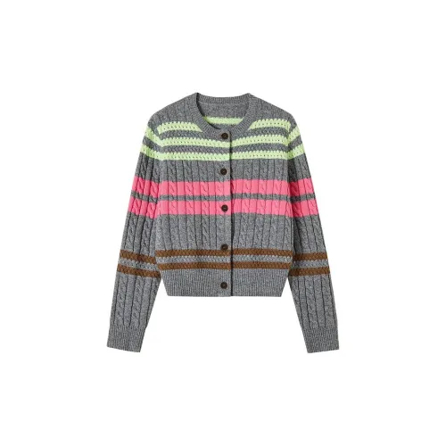 H'S Sweaters Women's Gray Background Stripes