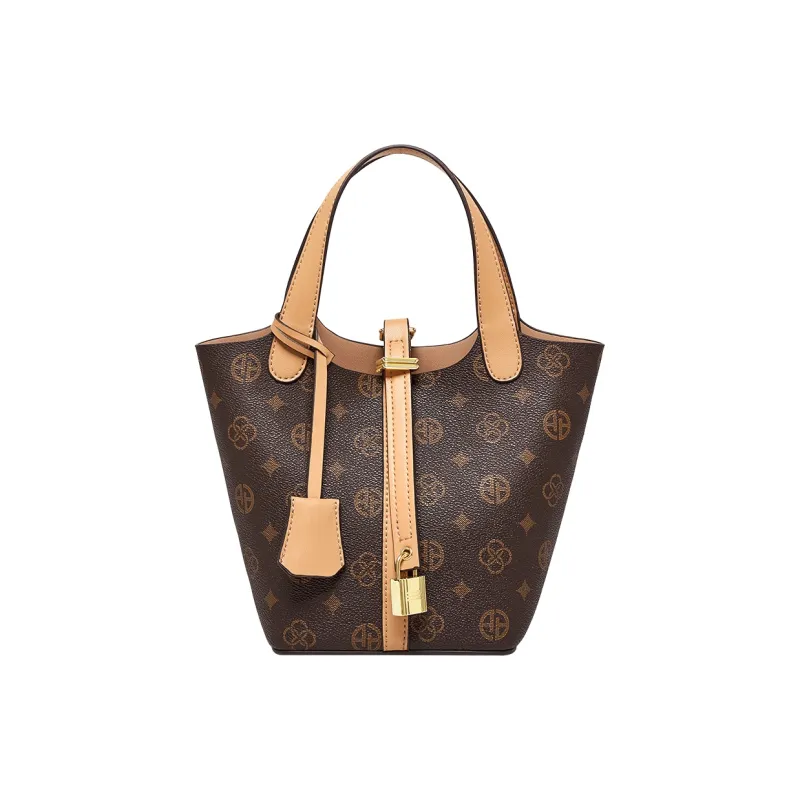 AOKANG PVC Bucket Bag, Crossbody Bag, Handbag, Shoulder Bag, Handheld Commuter Bag Small Size Women's Coffee-1