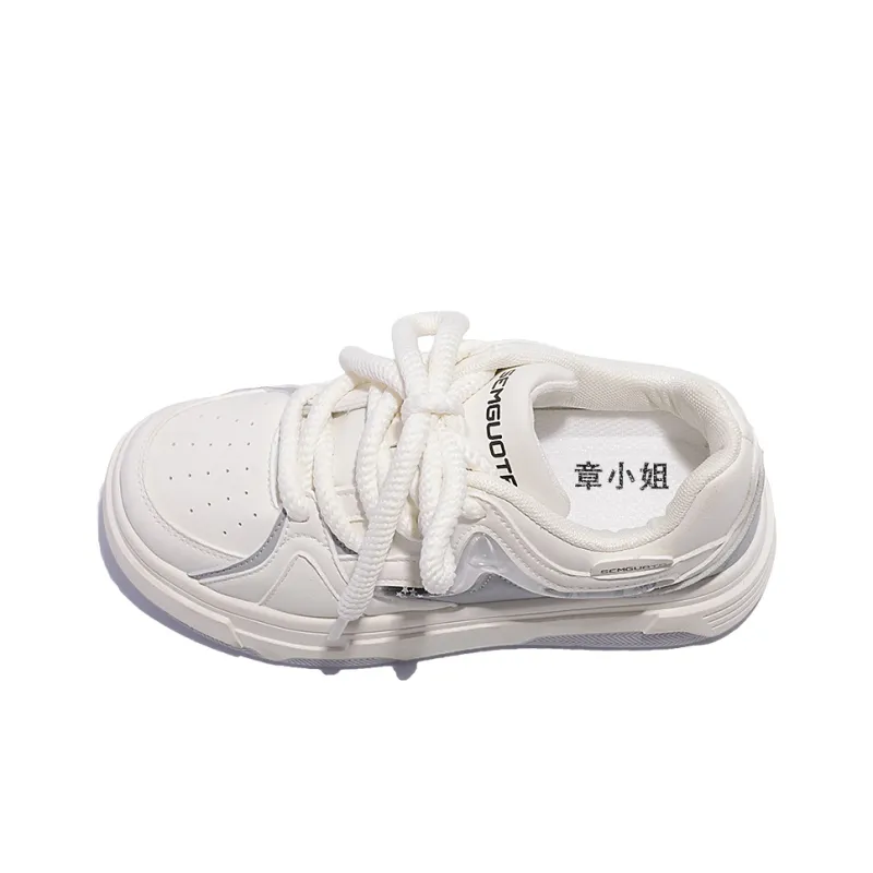 Miss Zhang Cushioning Height Increasing Low-Top Skateboard Shoes Women's White Silver-4