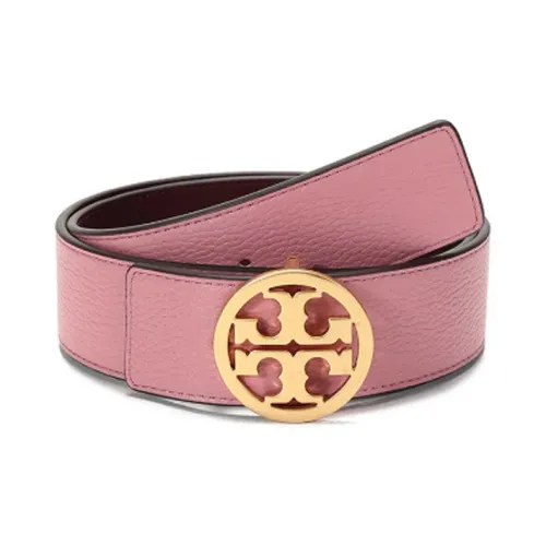TORY BURCH Solid Color Decoration Smooth Buckle Leather Belts Women's Pink Width: 3.8CM