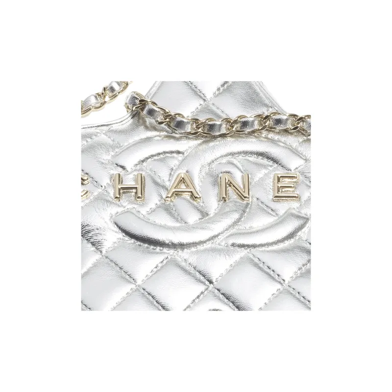 CHANEL Sheepskin Star Shaped Shoulder Crossbody Clutch Women's Silver-3