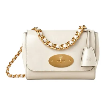 Mulberry Lily Wrinkle Highlighter Leather Handbag Shoulder Bag Women's White