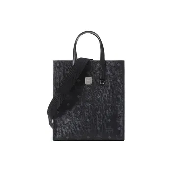 MCM Visetos Coated Canvas Tote Bag, Shopping Bag, Crossbody Bag, One Shoulder Handbag Unisex Black