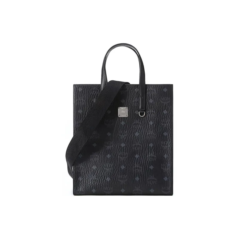 MCM Visetos Coated Canvas Tote Bag, Shopping Bag, Crossbody Bag, One Shoulder Handbag Unisex Black-0