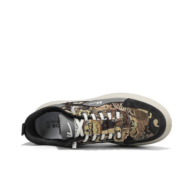 Warrior Wear resistant, Lightweight, Breathable, And Non slip. Low Top Skateboard Shoes Men's Dark Brown Gray-3