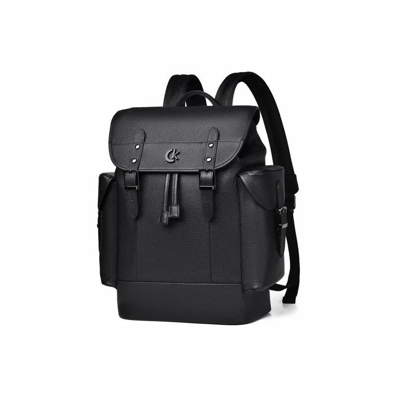 Ceion Keust Cow Leather Backpack Large Size Men's Black-1