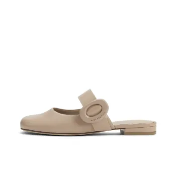 CHARLES&KEITH Composite Sole Closed Toe Slippers 1.5cm Women's Beige Beige/Black Black/Dark Blue Dark Blue