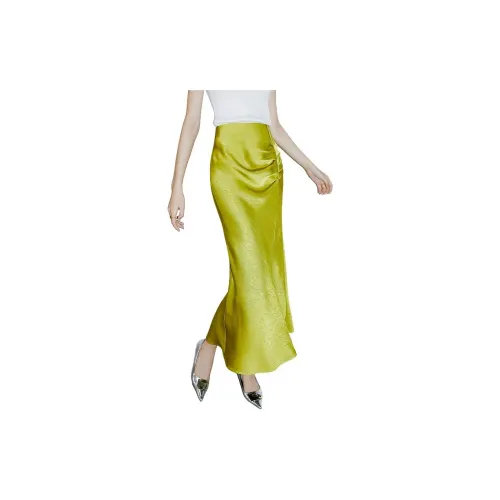 Late White Casual Long Skirts Women's Yellow