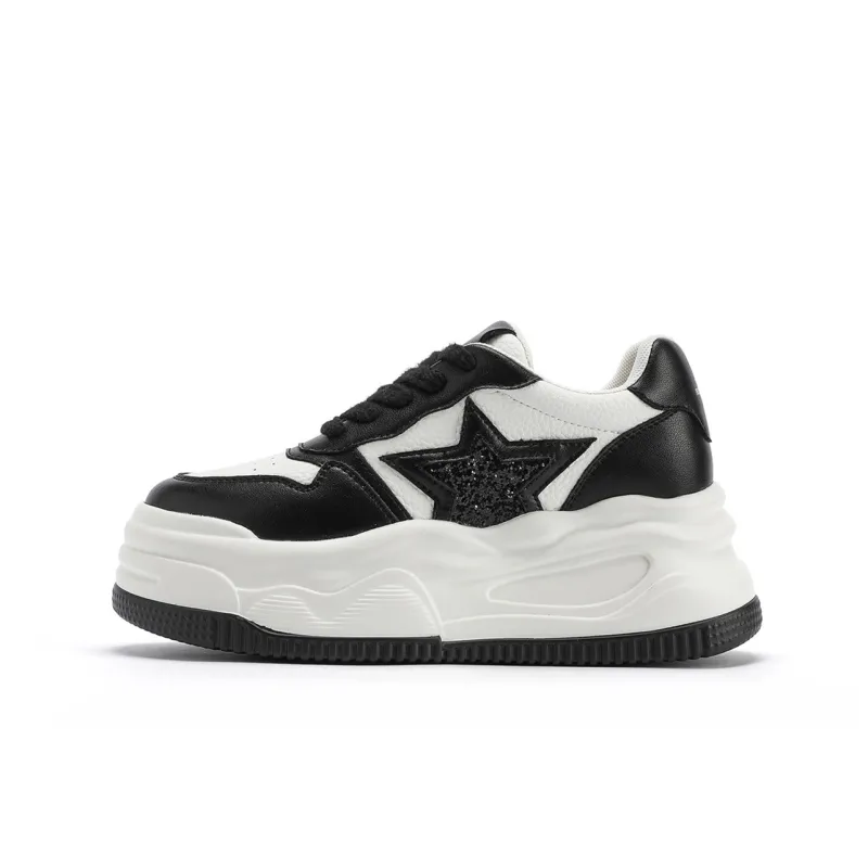 RED DRAGONFLY Anti Slip And Wear Resistant Height Increasing Low Top Casual Shoes Women's Ecru/Black-8