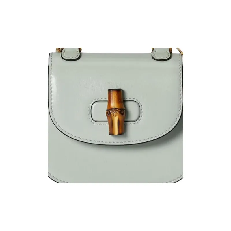 GUCCI Bamboo 1947 Leather Handbag Shoulder Bag Crossbody Bag Extra Mini Women's Light Green-7