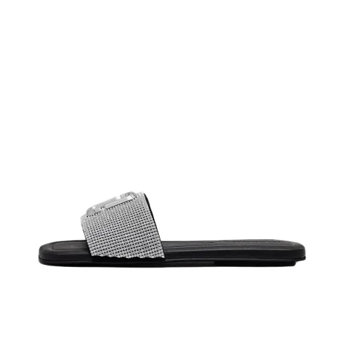 MARC JACOBS Leather Sandal Black Crystal Women's