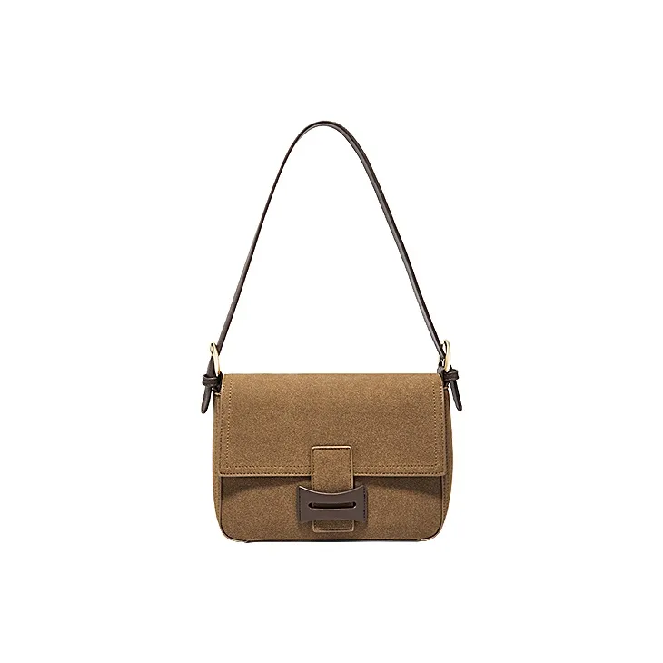 FOXER Synthetic Leather Versatile Commute Crossbody Bag, Shoulder Bag Women's Maillard Style Brown/Earthy Yellow-1