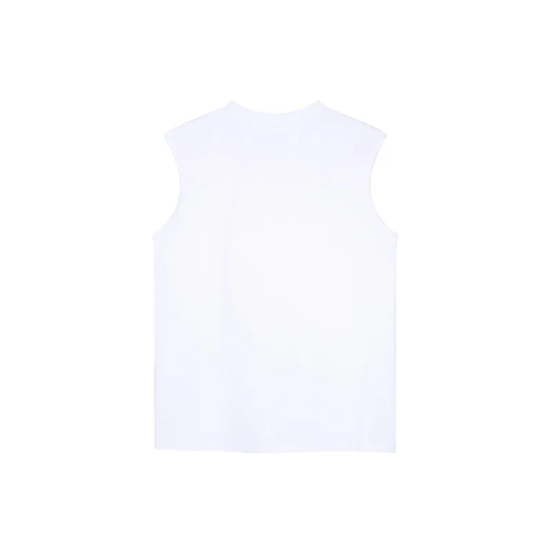 Voguo Relay 100% Cotton Versatile Solid Color Tank Top Unisex Black White-1