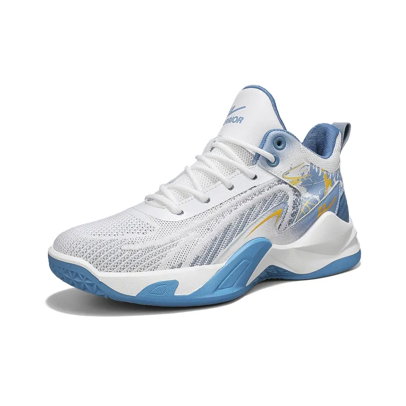 WARRIOR Basketball Shoes Men High Top White/Blue-2