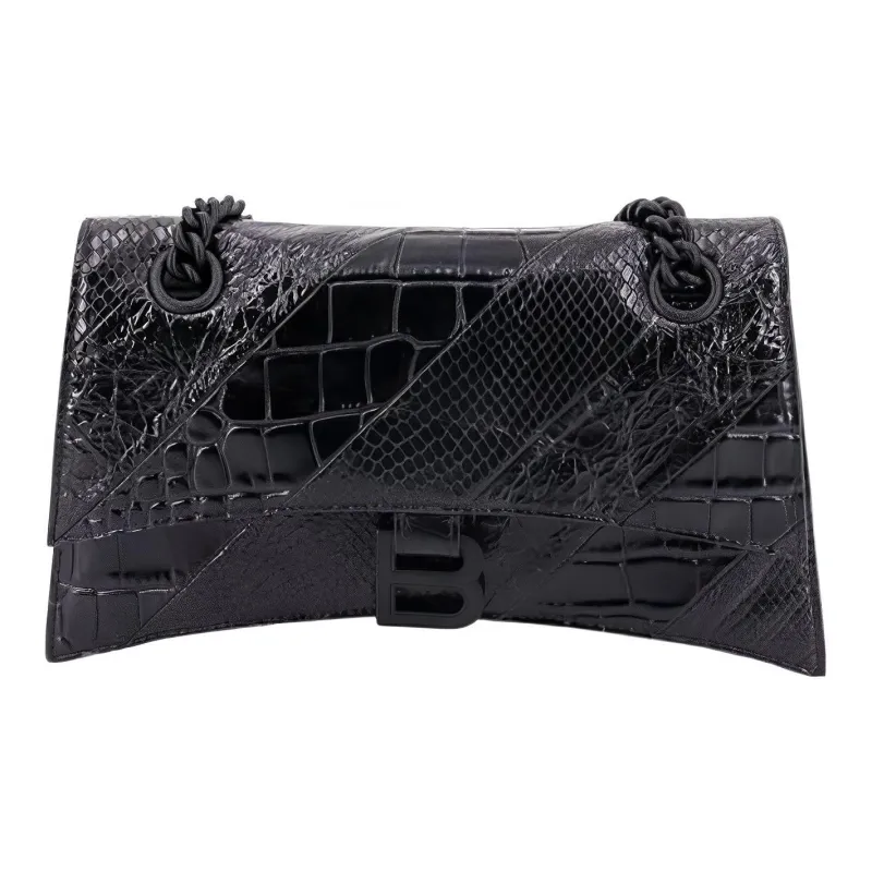 Balenciaga CRUSH Leather Handbags Shoulder Bags Women's Black-1